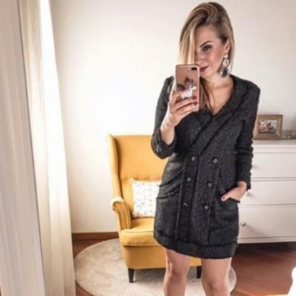 Zara Black Tweed Blazer Dress